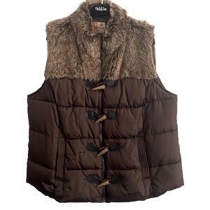NWOT Faux Fur Puffy Down Vest Brown 2X